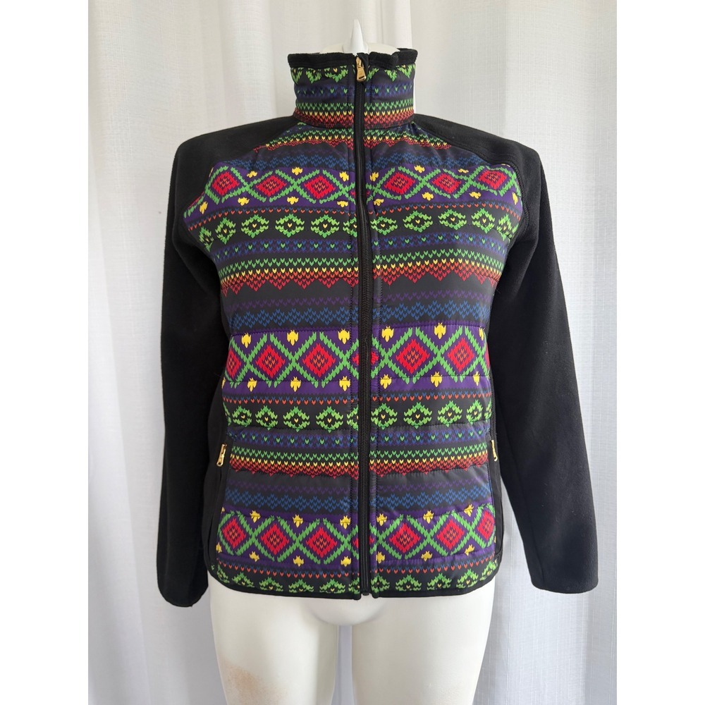 Lauren Ralph Lauren Fleece Jacket Women's Size L Fair Isle Print Zip Up